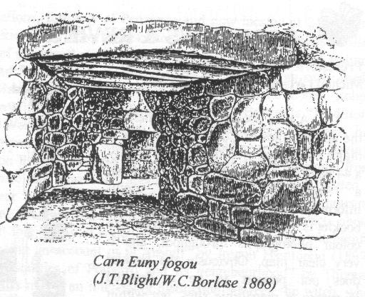 The Carn Euny Fogou from an 1869 drawing by J.T.Blight and W.C Borlase. Public Domain