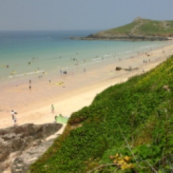 Porthmeor Beach from the clifftop road.